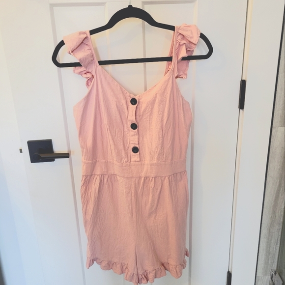 Dusty Pink Romper with Pockets - Picture 1 of 2